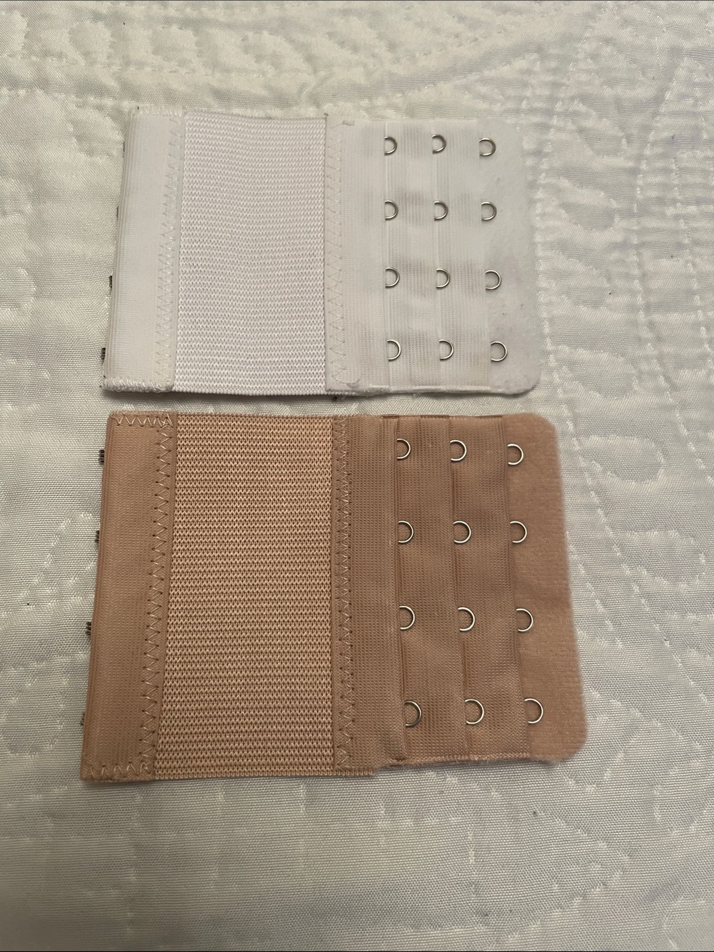 Bra Back Hook Extenders White & Tan Nude with Four Hooks
